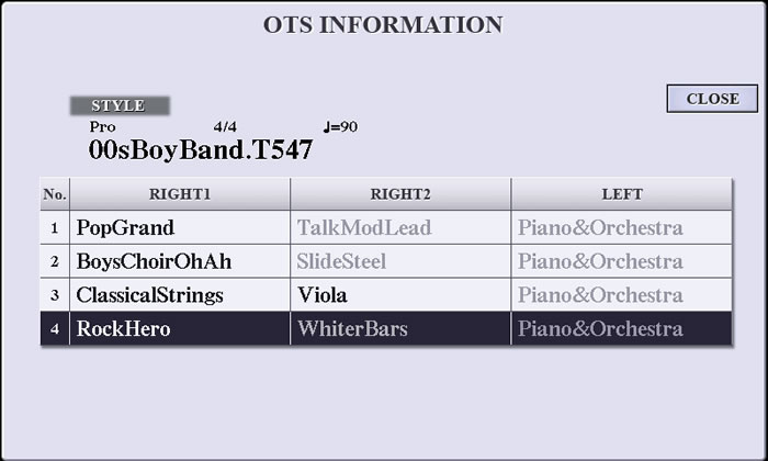 OTS INfo with all voices shwon